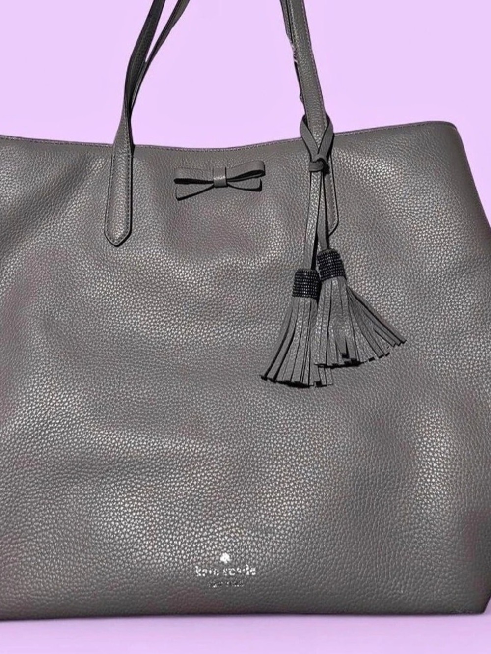 Kate Spade Bow Tassel Tote in Gray Like New